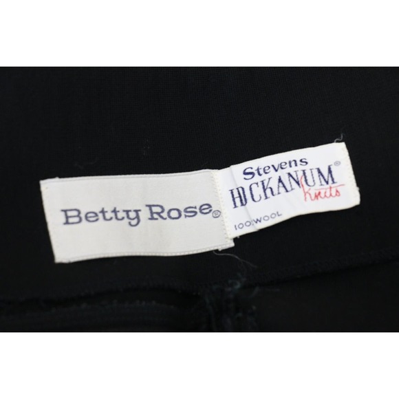 VINTAGE Betty Rose Stevens Hockanum Knits Wool Womens Jacket Top Skirt Set Black - Picture 7 of 15